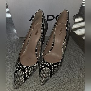 Aldo Monochrome Snake Pattern Heels